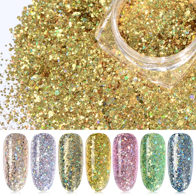 1 коробка Блестящий лак для ногтей блестки 12 цветов УФ гель украшение красочный