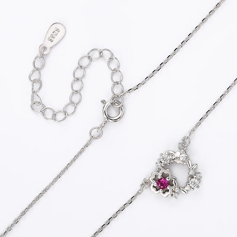 

Stylish and elegant pendant purple cubic zirconia necklace female jewelry 925 silver wedding gift4