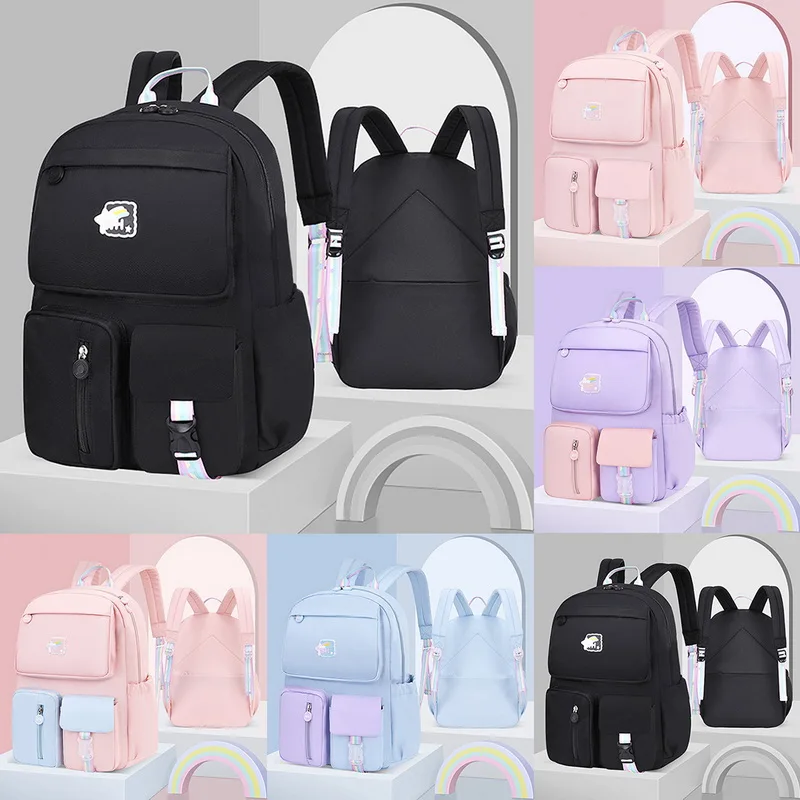 

Korean Fashion Rainbow Shoulder Strap School Bag For Teenagers Girls Children's Waterproof Backpacks Kids Schoolbags Mochilas