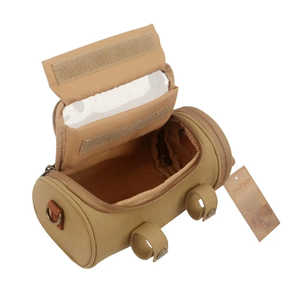 tourbon retro bike canvas handlebar bag bicycle cycling case up to 6 8 phone pouch holder waterproof bike accessories free global shipping