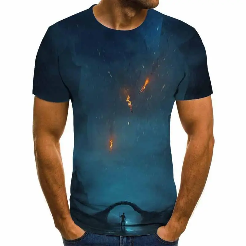 

Summer new men's T-SHIRT 3D printing t-shirt men's casual o-collar short-sleeved men's t-shirt fashion 3D printing shirt