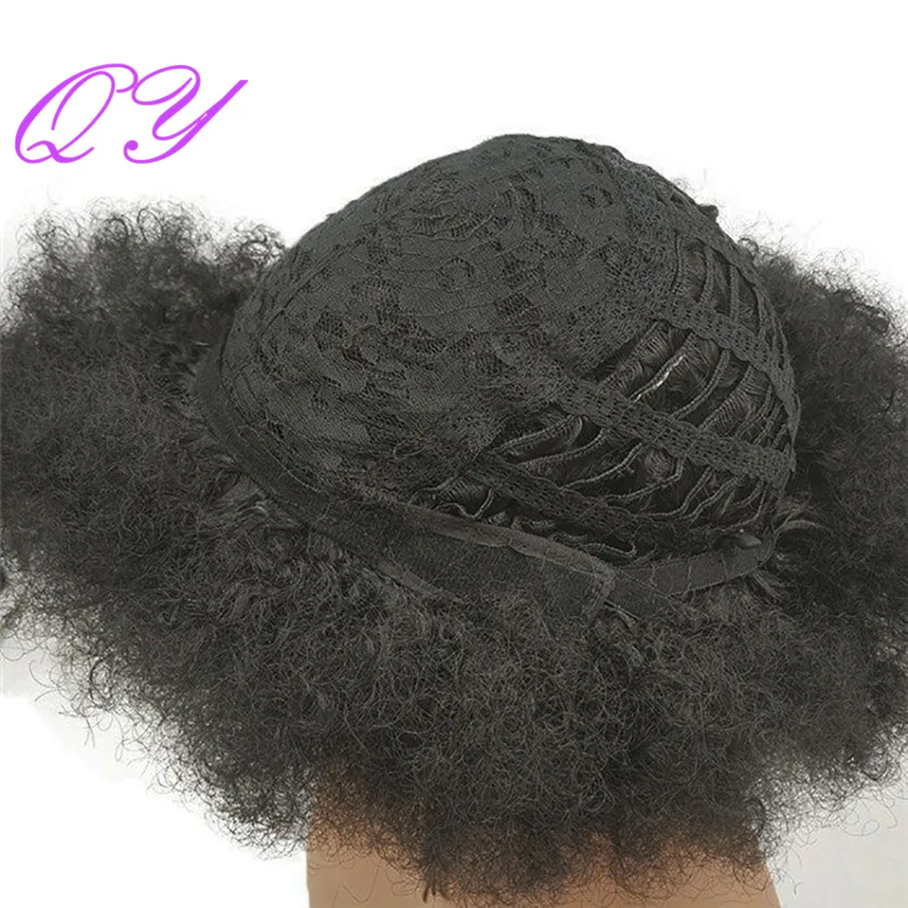 

QY Hair Short Afro Kinky Curly Wig Hair Wig Black Color Synthetic Wigs For Women Wig