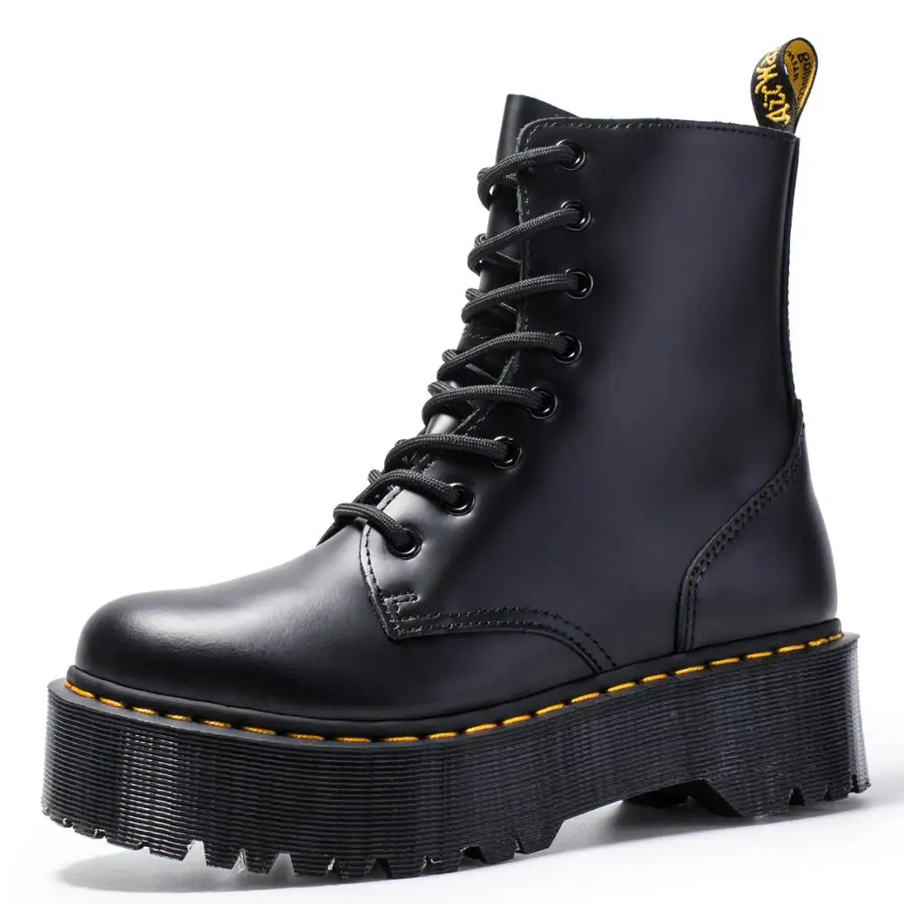 Size34-41 женские мотоциклетные ботинки на массивном каблуке; сезон осень; коллекция года; модные армейские ботинки с круглым носком на шнуровке; женская обувь