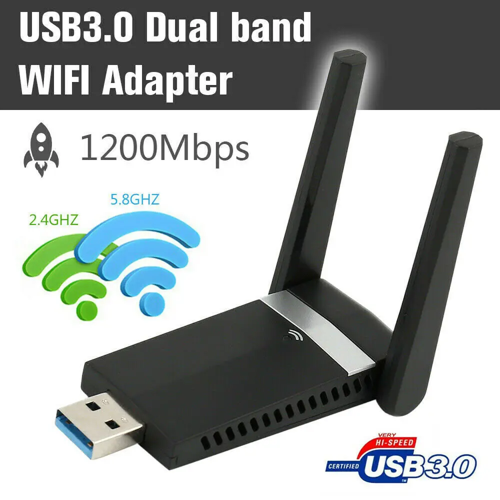 

1200 Мбит/с Беспроводной USB Wifi адаптер ключ Dual Band USB3.0 сетевая карта адаптер 2,4 г/5,8 ГГц PC внешняя антенна для портативных компьютеров Windows/Mac OS