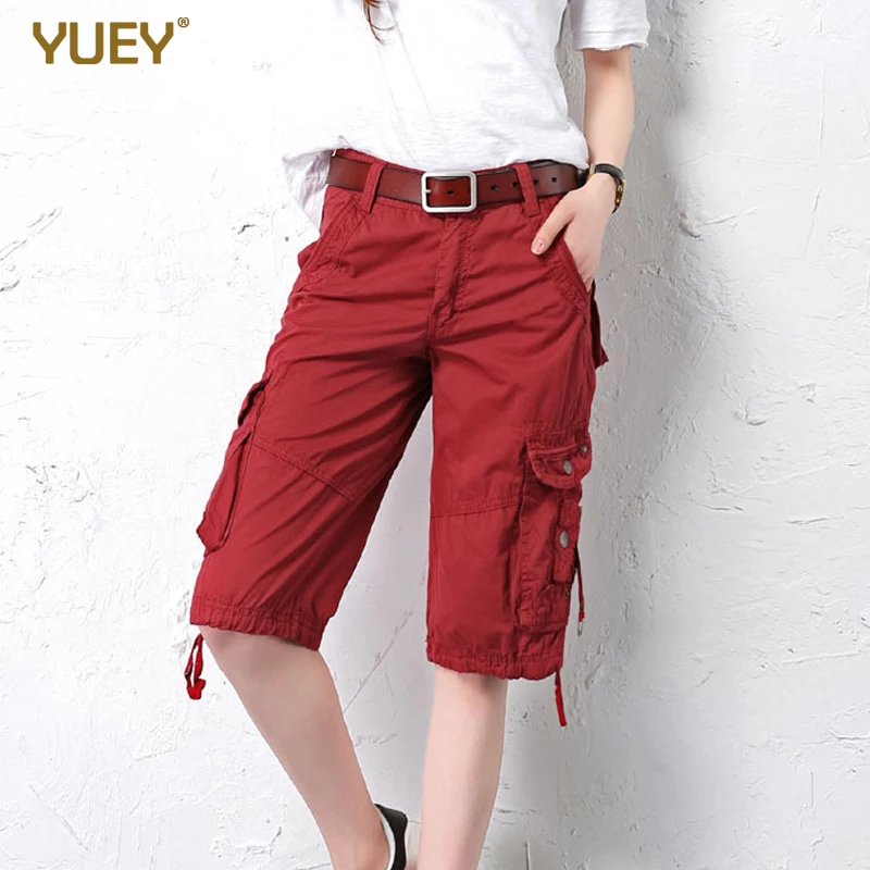 Брюки-карго женские до колен уличные повседневные брюки-Капри из денима со