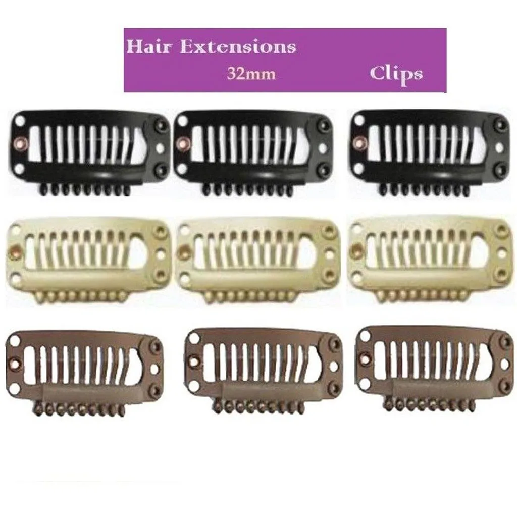 10/20 pcs Hair Extension Snap Clips Weft Wig Grips Clip In 32mm U-Shape | Шиньоны и парики