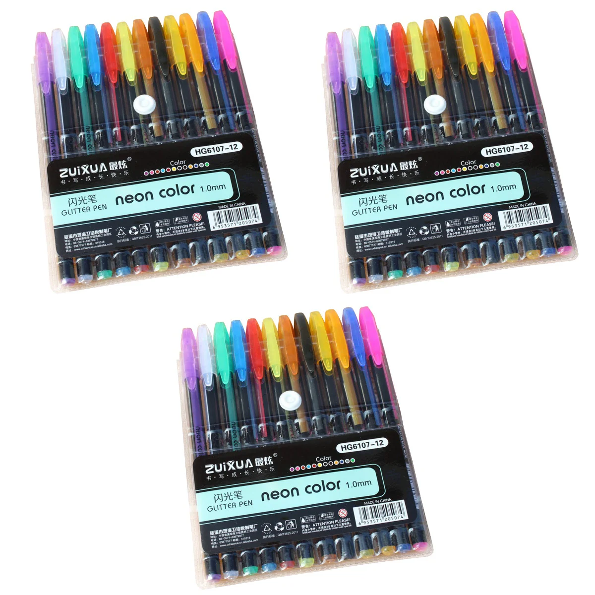 

3 шт., неоновые цветные чернильные ручки, 1,0 мм, 12 цветов