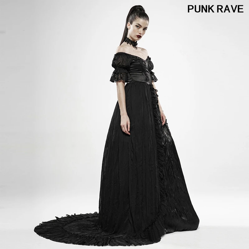 Женское платье с открытыми плечами готическое длинное регулируемой талией в