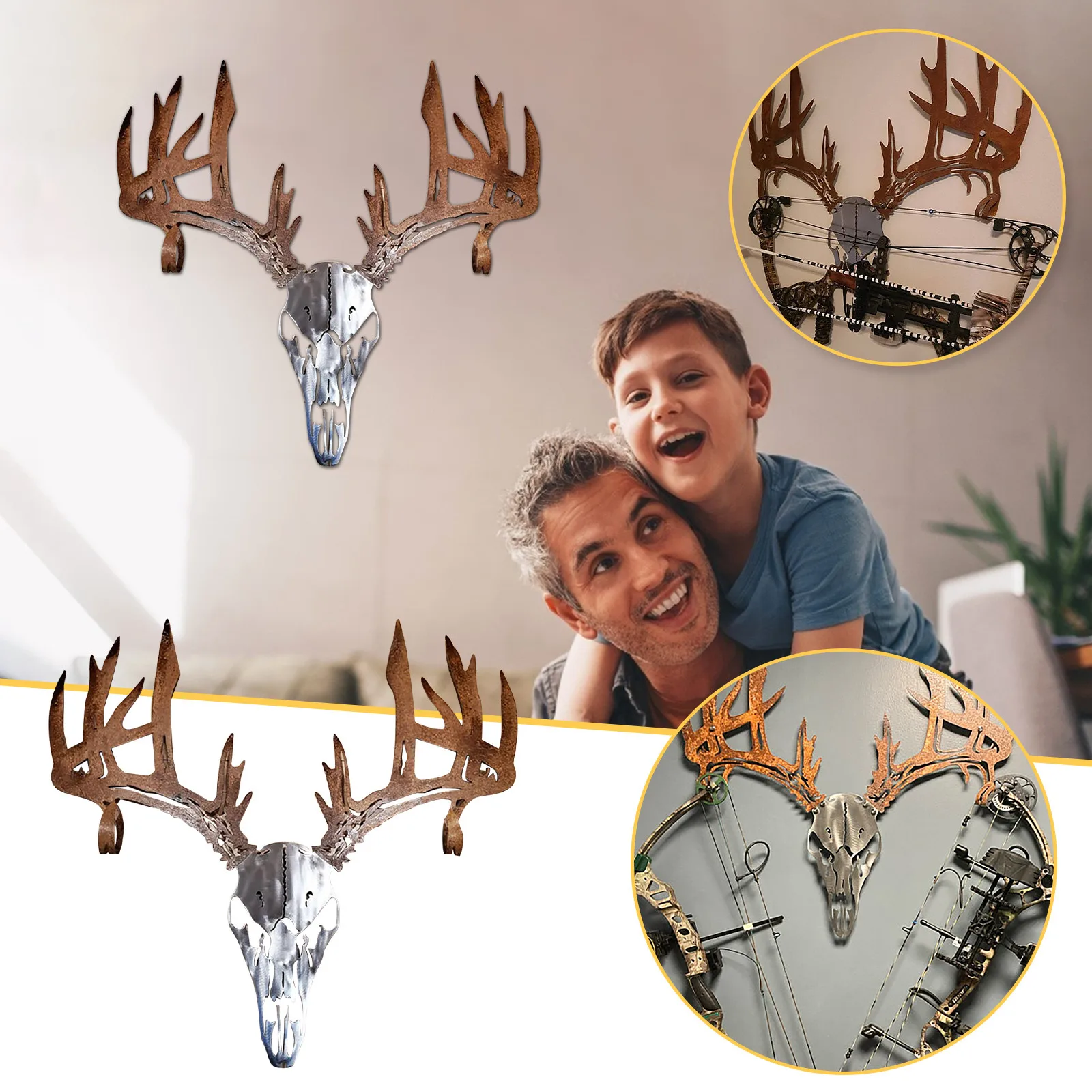 

Elk Metal Wall Artist's Home Bedroom Door Wall Decoration Metal Deer Skull Bow