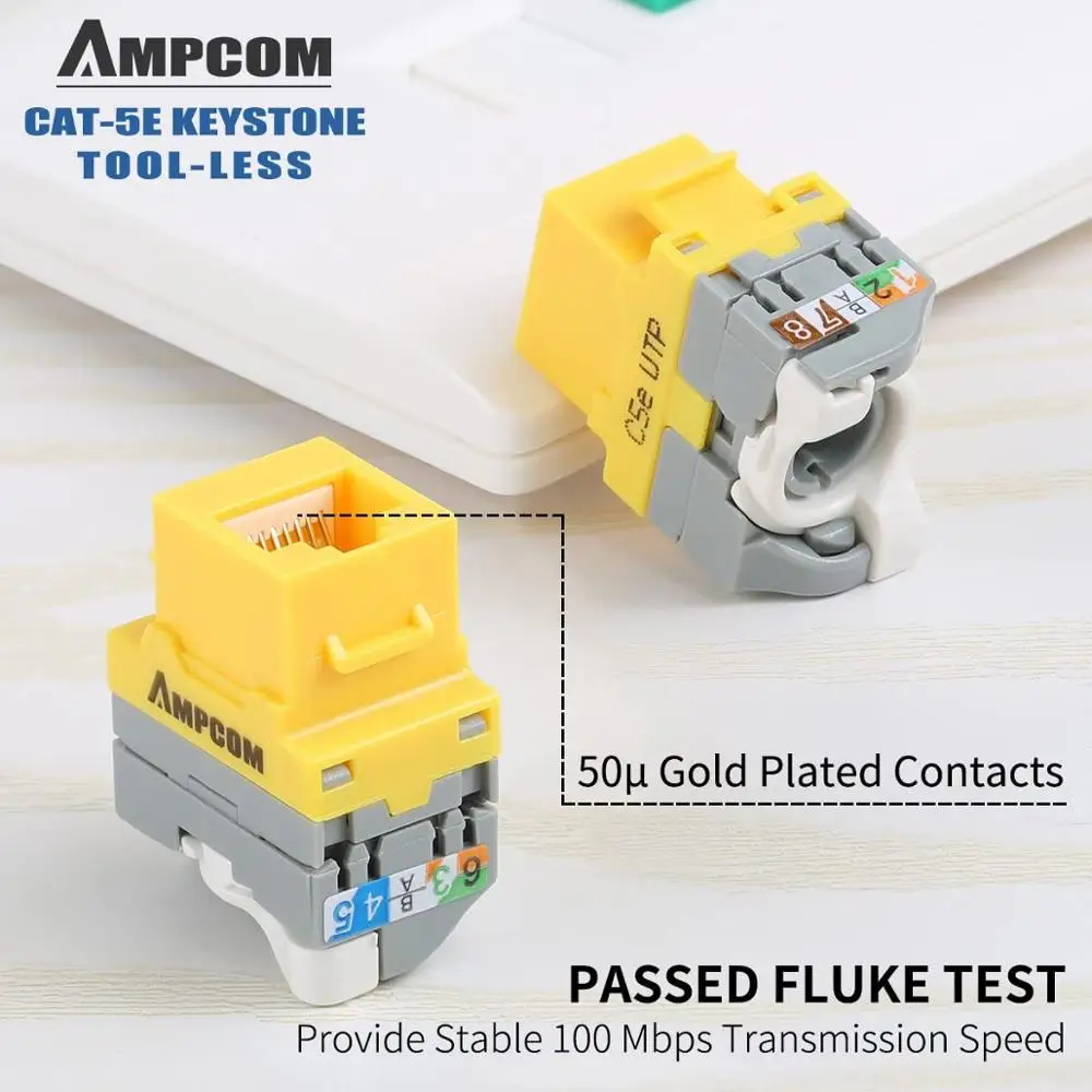 AMPCOM (UL Listed) 10-шт CAT5e RJ45 инструмент без ключа не требуется пуансона разъем модуля UTP