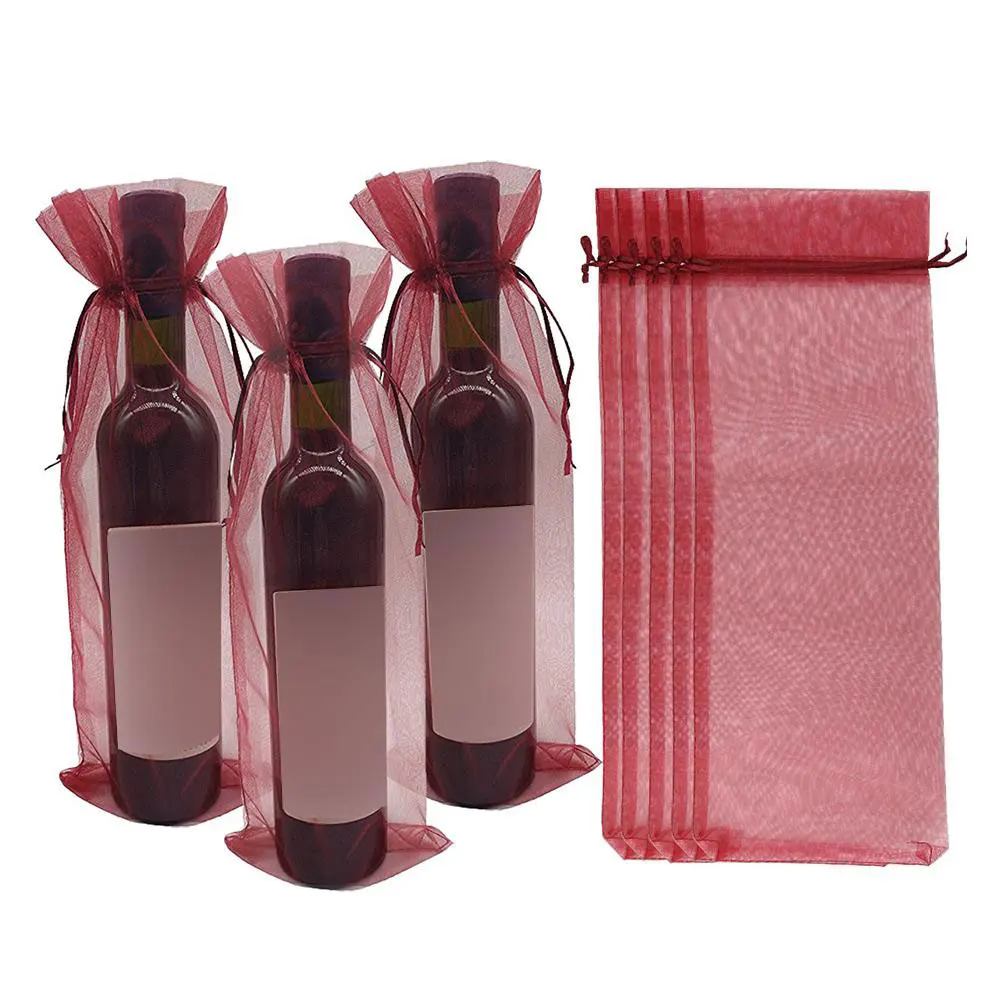 

10PCS Wine Bottle Gift Bags Drawstring Wine Storage Pouches For Present Chinese Weddings Christmas Party Birthday Party Gift Bag