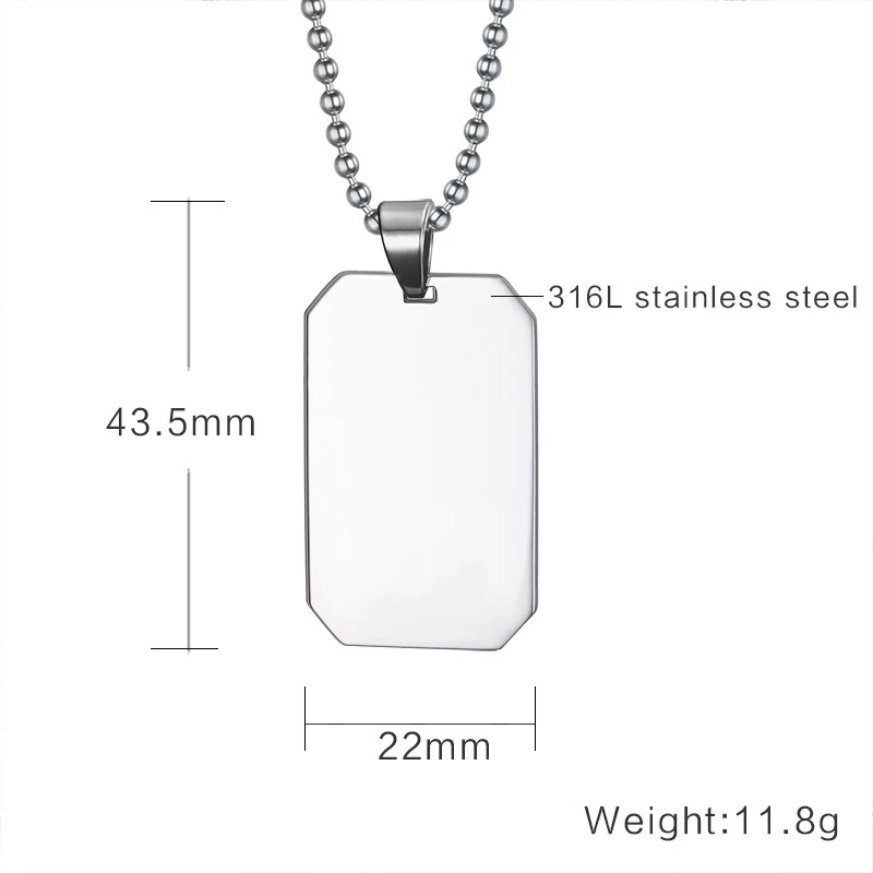 Заготовка из нержавеющей стали собачья бирка ожерелье для мужчин армейский