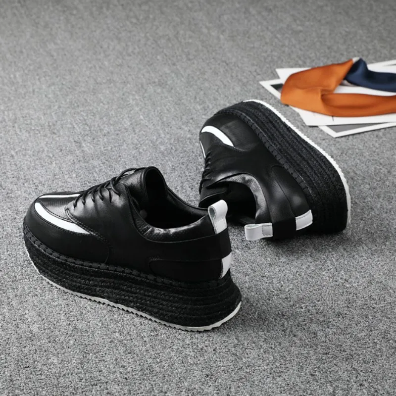 Кроссовки женские из натуральной кожи на платформе для бега фитнеса тренировок