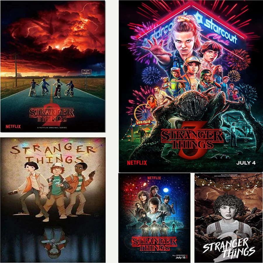 Алмазная 5D картина очень странные дела 8 постеров полная выкладка вышивка