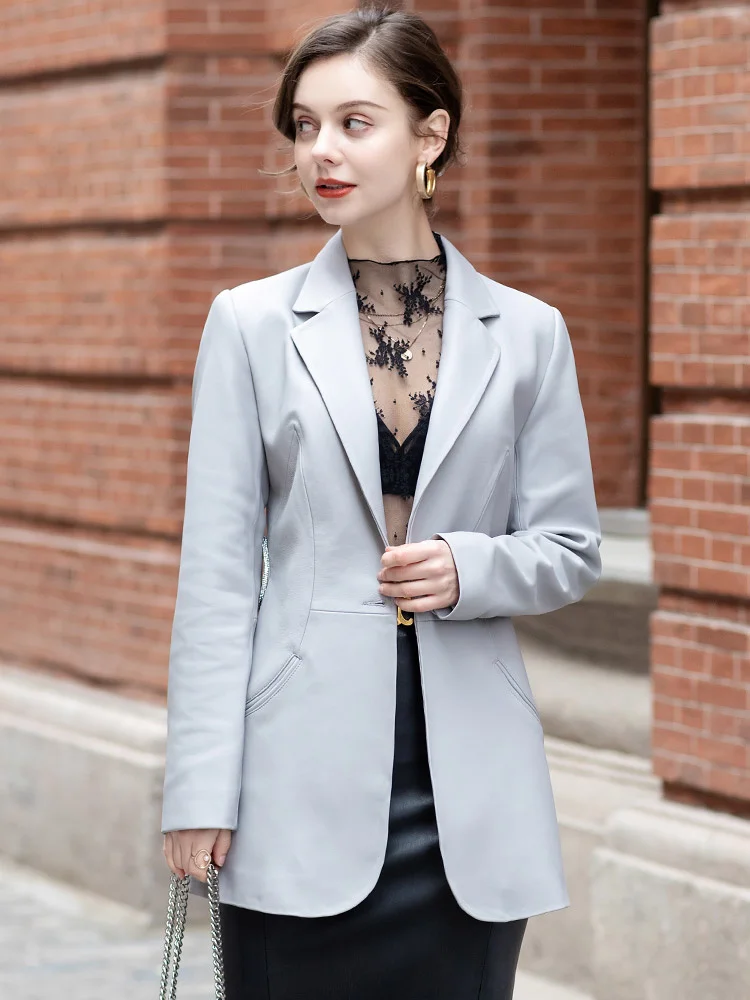 

2021 spring and autumn new trend personalized sheepskin suit fashion hollow slim fit leather women 510w