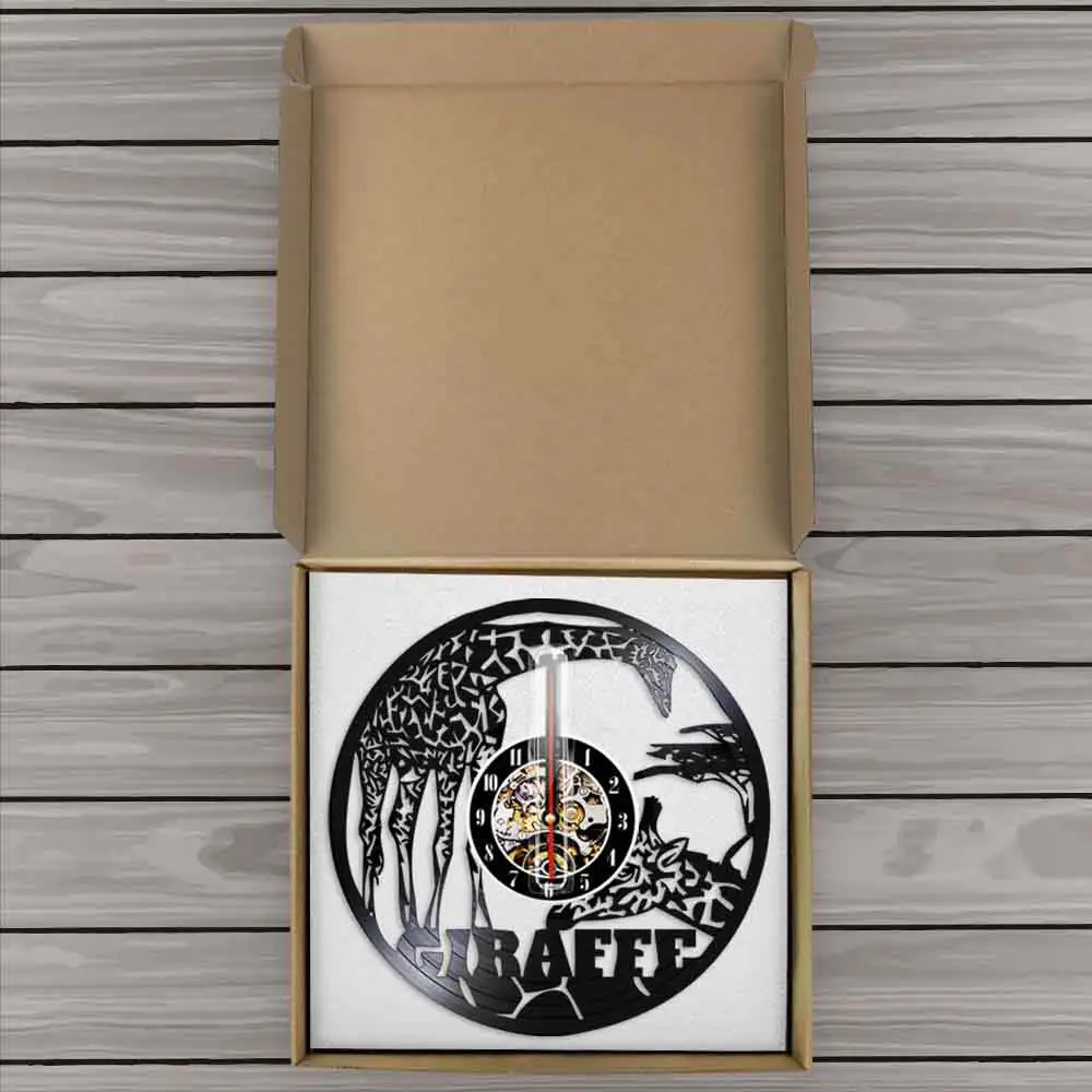 Настенные часы с виниловой пластиной в виде жирафа | Дом и сад