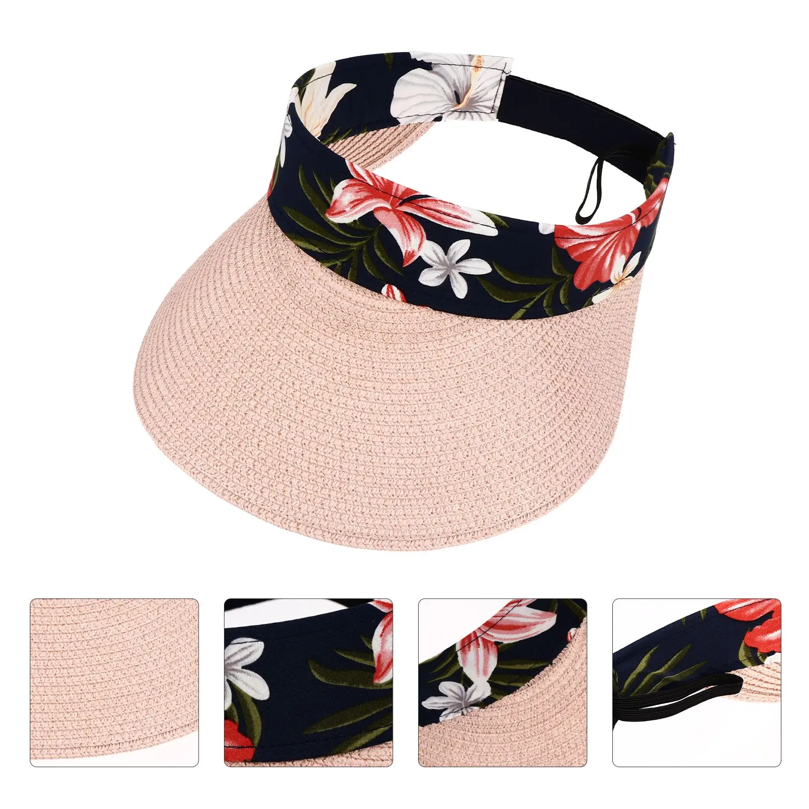 

1pc Wide Brim Straw Braid UV Protection Foldable Beach Cap Sunshade Hat Sun Visor Hat