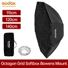 Софтбокс Godox 95 см 120 см 140 см восьмиугольный сотовый фотобокс с креплением Bowens для студийной вспышки