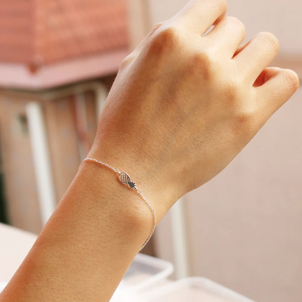 Женский браслет с фруктами и ананасами Trusta однотонный из стерлингового серебра