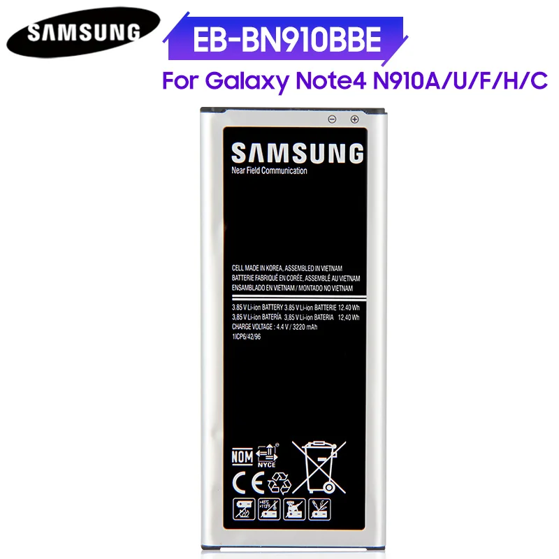 Оригинальная Аккумуляторная батарейка Φ для Samsung GALAXY NOTE 4 N910C N9100 N9106W N9108 Note 3 N9002 Note5