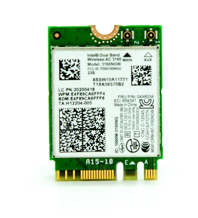 NEW for Intel Wireless-AC 3160 3160NGW NGFF 2.4G/5.0GHz wifi Bluetooth 4.0 Lenovo IBM Y40 Y50 Y50-70 04X6034 04X6076 | Компьютеры и