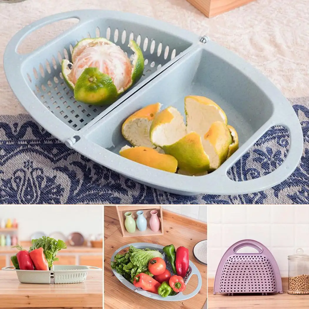Прочная Складная домашняя кухонная корзина для слива Многофункциональная