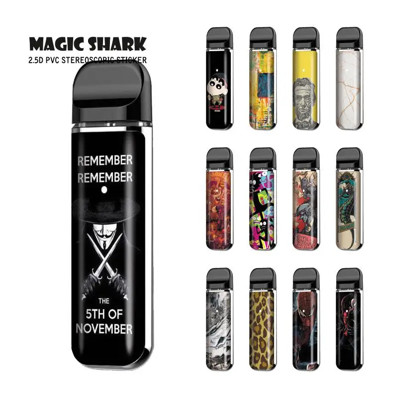 Волшебная картина с изображением акулы камень Человек-паук V-Vendetta Leopard Vape стикер чехол Полное Обертывание пленка кожный чехол для Smok Novo 2 Novo2
