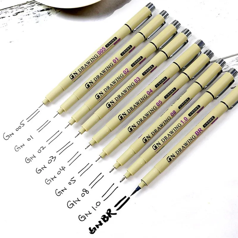 

Black Micron Drawing Pen Set Waterproof Art DesignHand-Drawn Needle Sketch Pens Fineliner Hand Dawing Cartoon Signature Marker