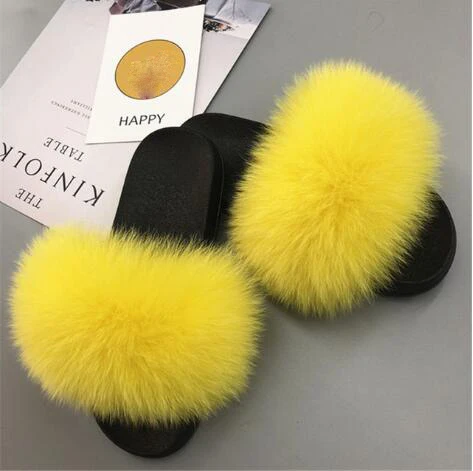 Женские меховые шлепанцы теплые сандалии плюшевая обувь красивые пушистые Лисий
