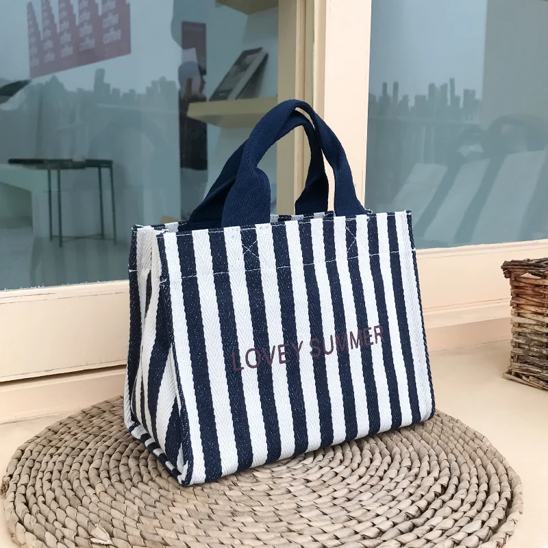 Корейский модный стиль полосатая Холщовая Сумка на плечо квадратная сумка