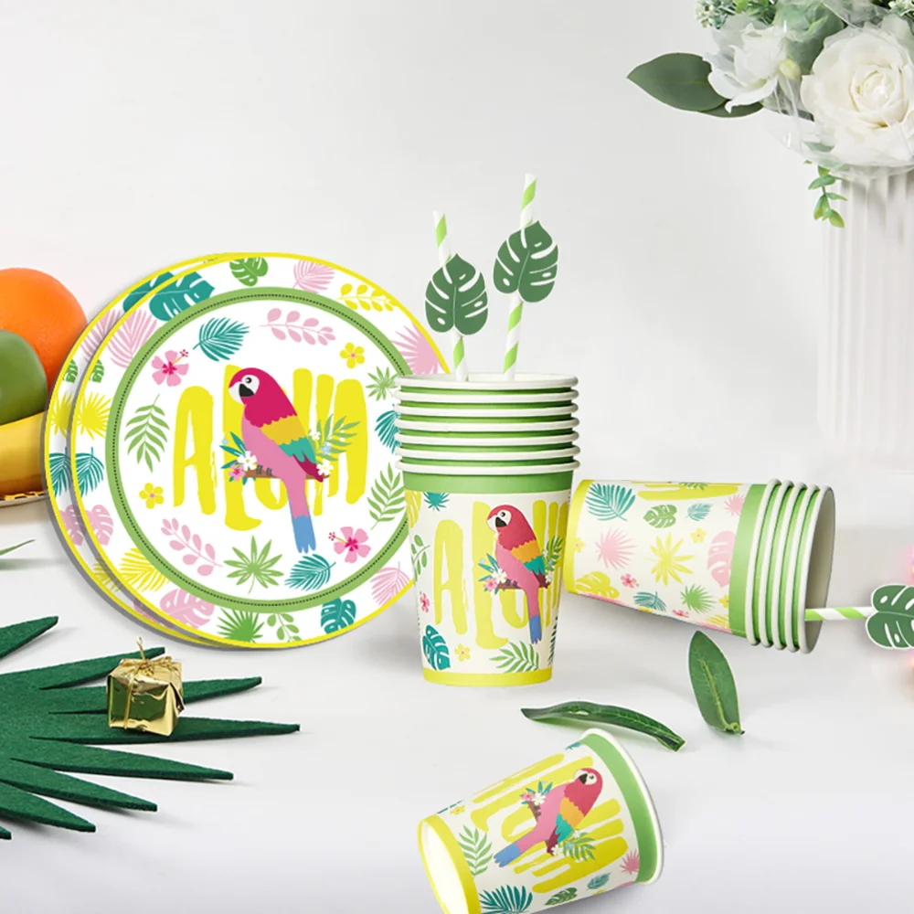 

1 Set Tableware Set Disposable Plates Cups Party Supplies (Assorted Color)