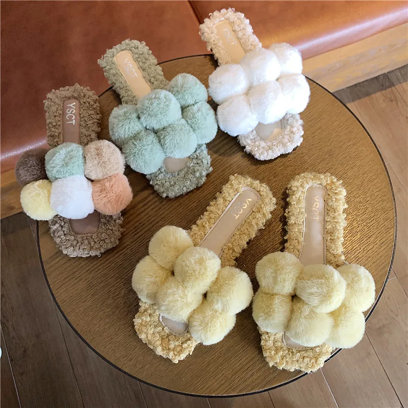 B3/Размеры 35-40 милые уличные тапочки для отдыха девочек женские удобные теплые