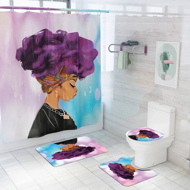 Африканская американская красивая девушка прочная занавеска для душа ванной s