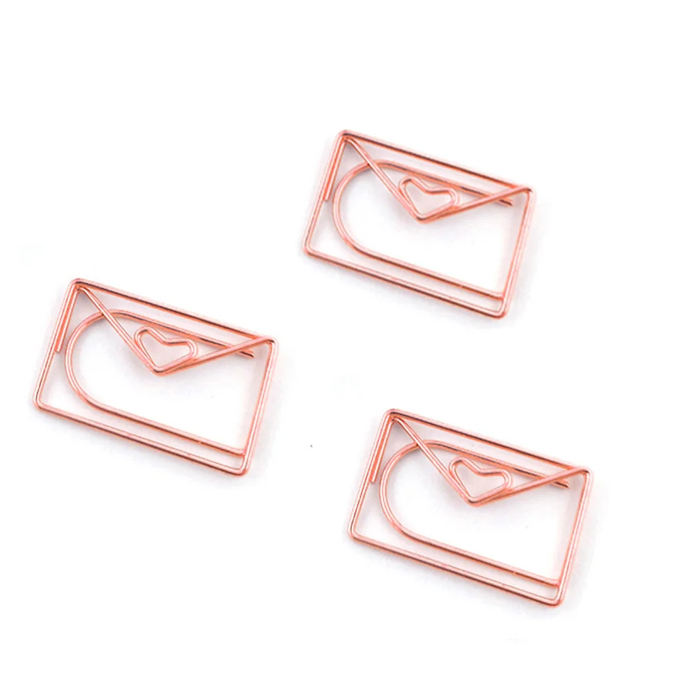 

12pcs Cartoon Envelope Paper Clip Rose Gold Creative File Clamps Adorable Paper Holder
