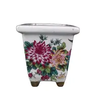 Republic of China famille rose flower pattern square flower pot Jingdezhen porcelain home decoration ornaments
