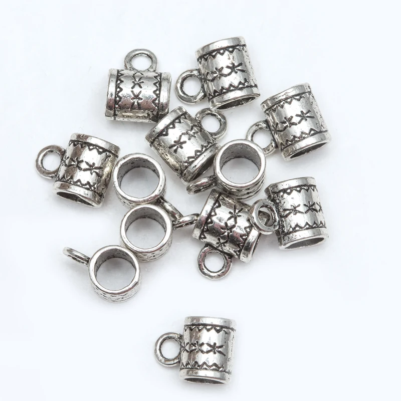 

50pcs Antique Tibetan Silver Big Hole European Beads Slide Connector Charms For Jewelry Making Findings Wholesale Accessories