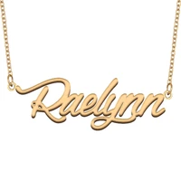 raelynn name necklace for women stainless steel jewelry 18k gold plated nameplate pendant femme mother girlfriend gift