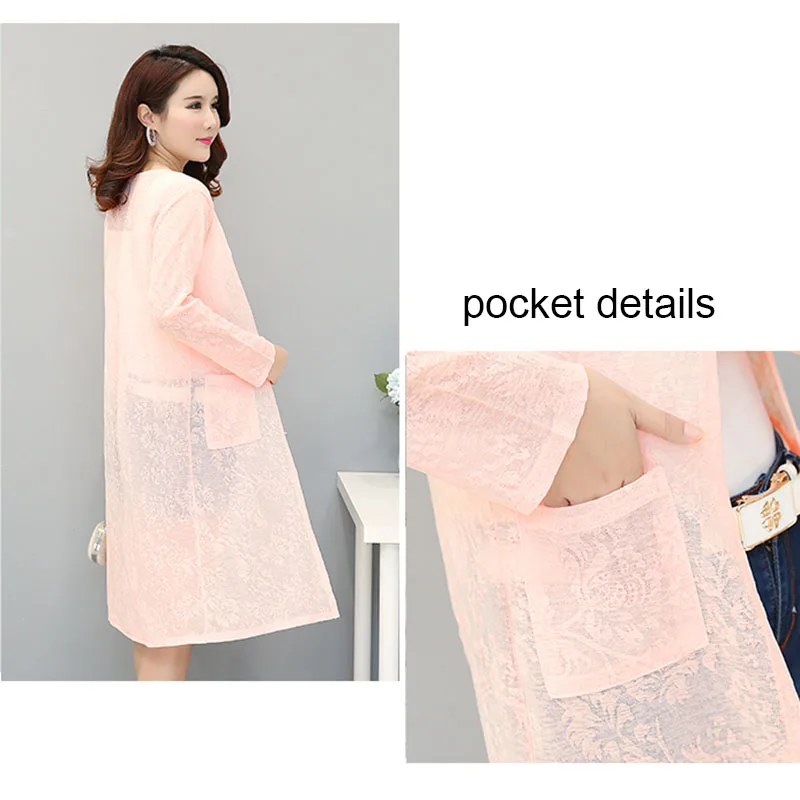 Летнее Кимоно Кардиган Женская Черная кружевная блузка белая длинная рубашка