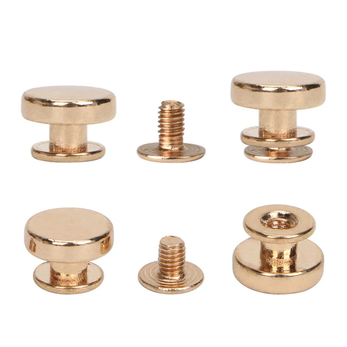 5 sets 10 mm Diameter Luggage handbags hardware accessories zinc alloy flat gold rivet rivet pacifier screw thick flank base