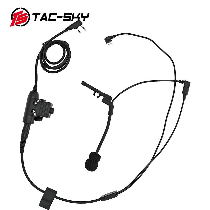TAC-SKY Tactical Headset Accessory Y-line Long Version With Comtac Microphone And U94 Ptt For Tactical Shooting Headset