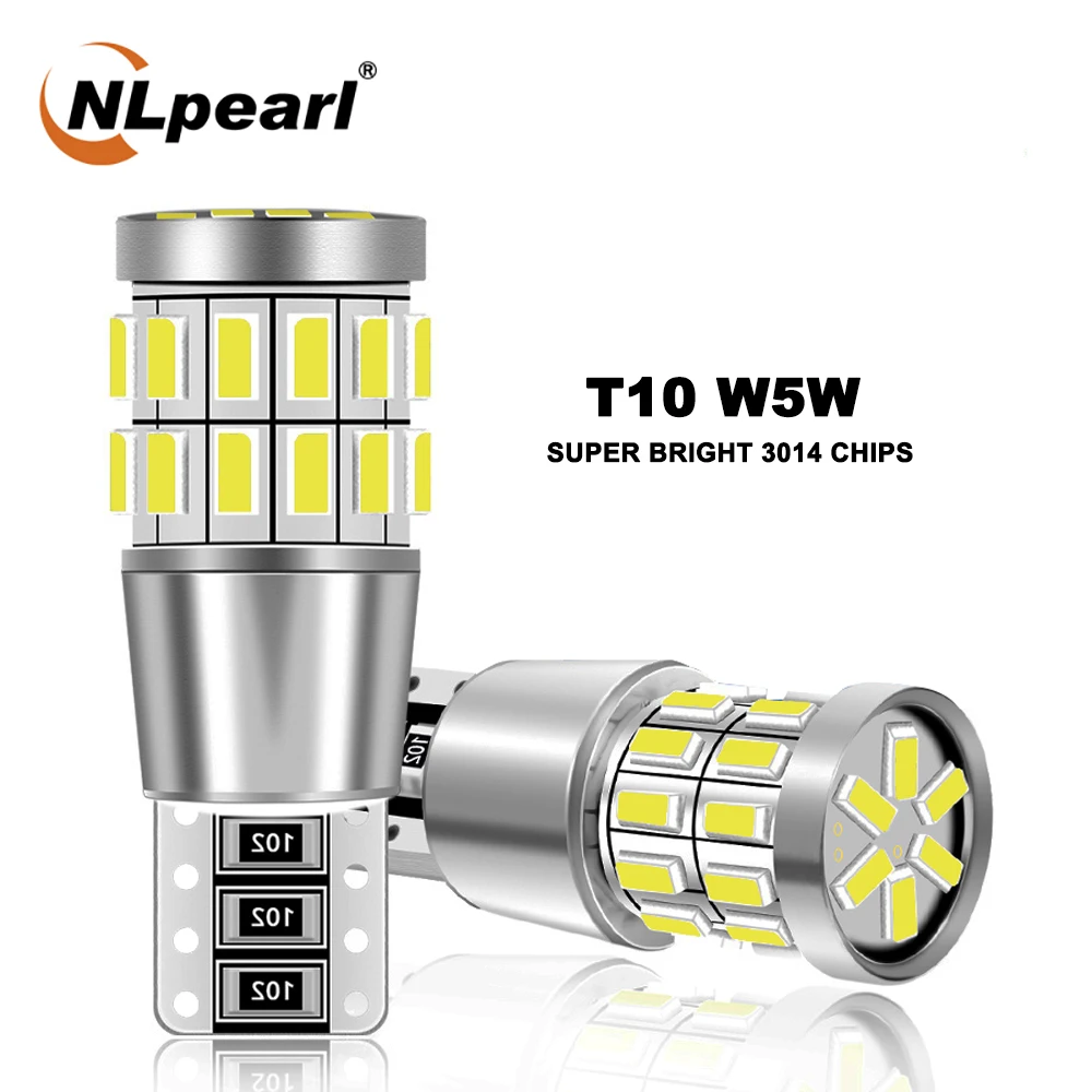 

NLpearl 2x Car Signal Lamp W5W T10 Led Bulbs 30SMD 3014 Chips W5W Led 168 194 Car Interior Reading Light Wedge Lamps 12V White