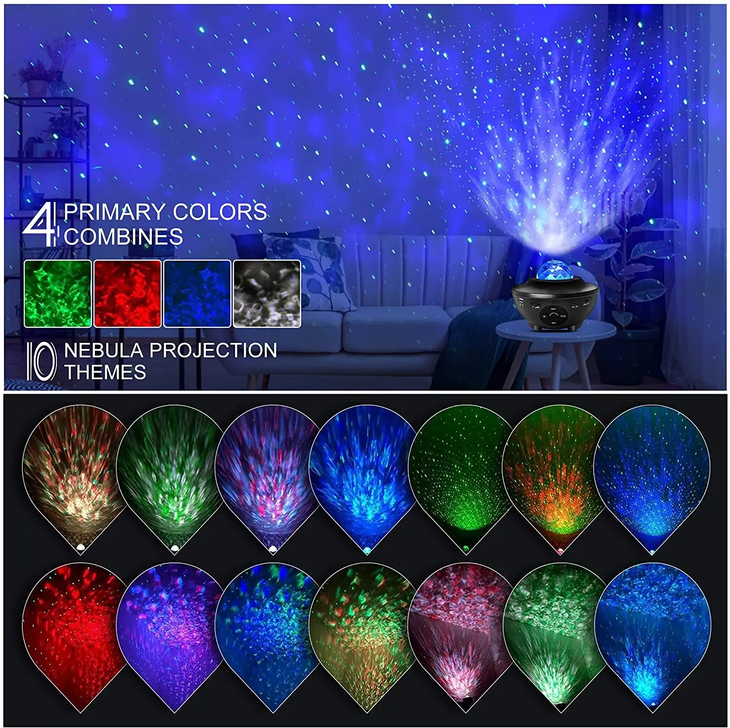 Атмосферный светодиодный проектор Звездный Ночной светильник с музыкальным