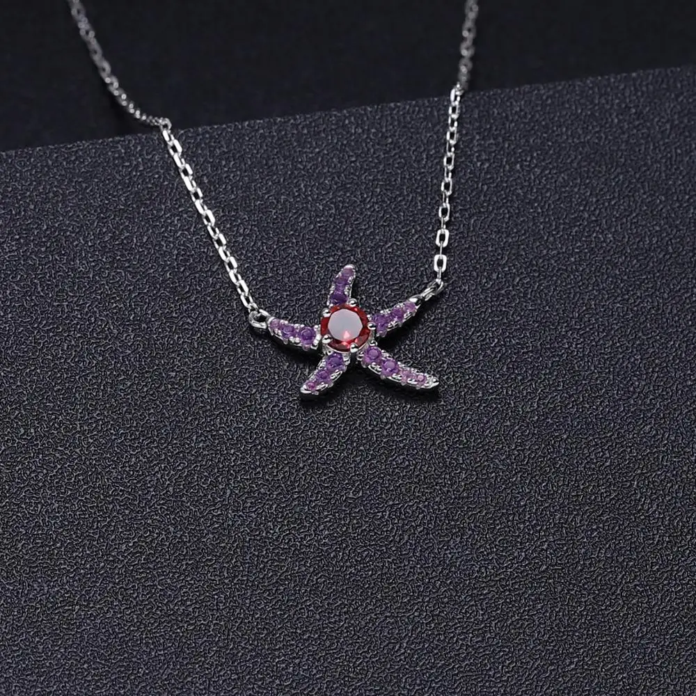 GEM'S балетное ожерелье в форме морской звезды 0.36Ct натуральный гранатовый камень кулон 925 пробы серебро элегантные ювелирные изделия для женщин