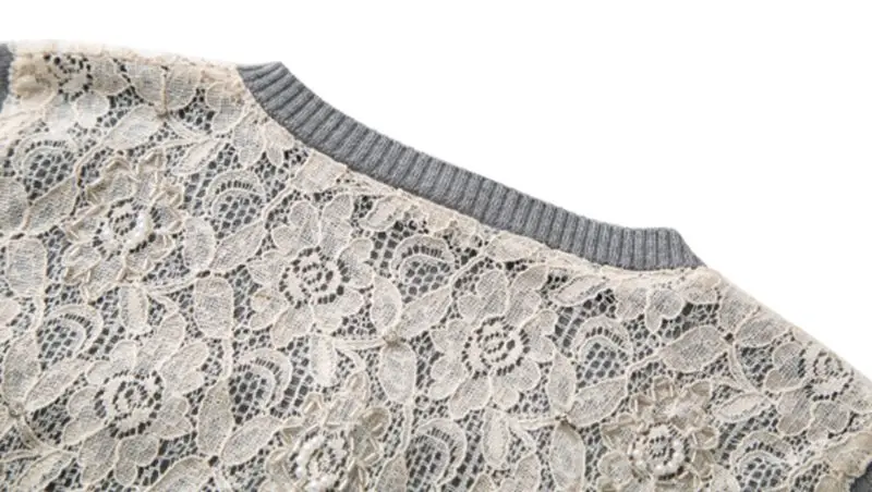 

2020 Autumn New Super Heavy Industry Handmade Beaded Mesh Stitching Knitted Cardigan Jacket Women