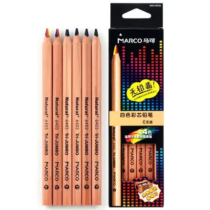 Four colors color refill students wooden painting color pencil 6pcs/pack free shipping