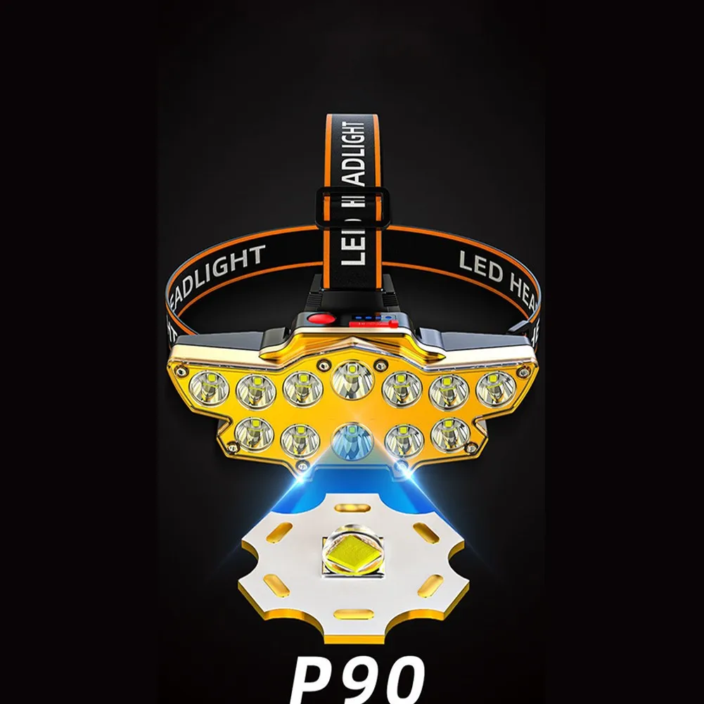 Налобный фонарь P90 перезаряжасветильник налобный для рыбалки с длинным светом