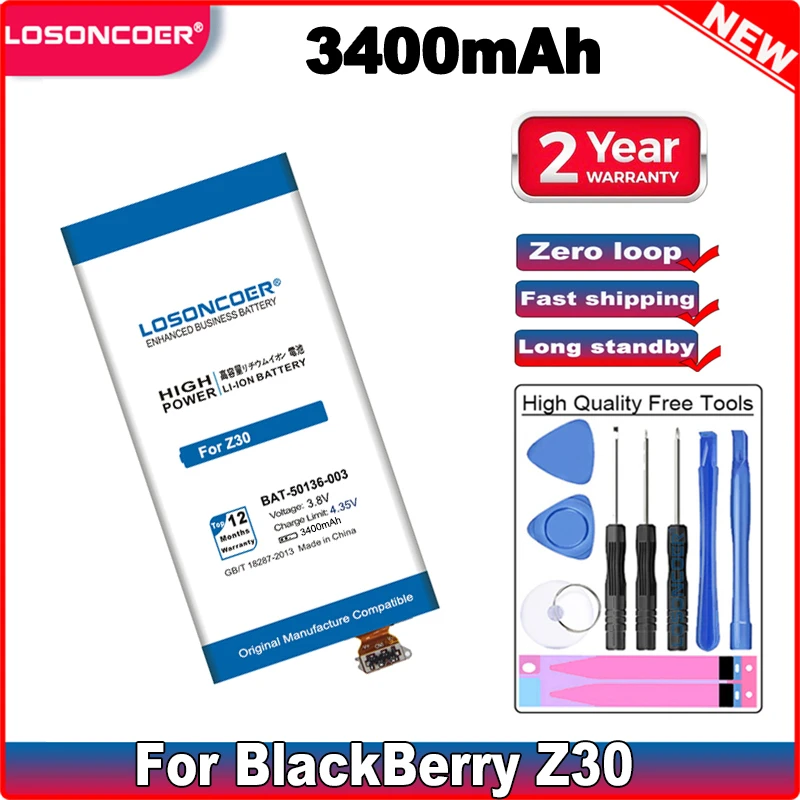 Высококачественный аккумулятор LOSONCOER 3400 мАч BAT 50136 003 для BlackBerry Z30 + номер