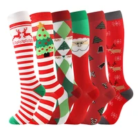 6 pairs christmas compression stockings 2020 new quality unisex compress sports cycling running knee high long compression socks