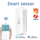 Датчик температуры и влажности Smart Tuya ZigBee, работает от аккумулятора, безопасная система управления ZigBee с Alexa Google