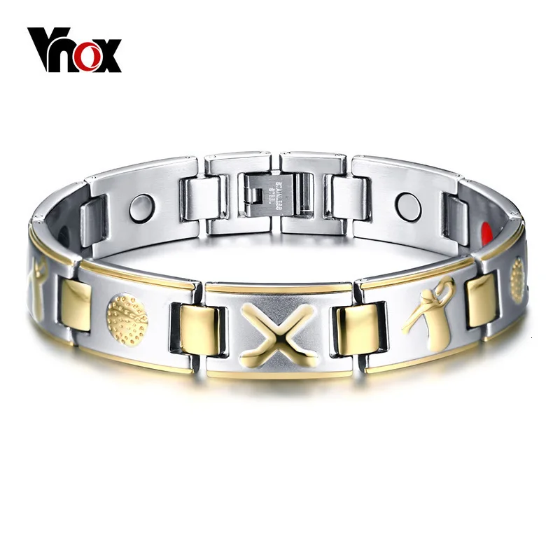 Vnox мужские Био Элементы энергии магнитный браслет Стильный исцеляющий из